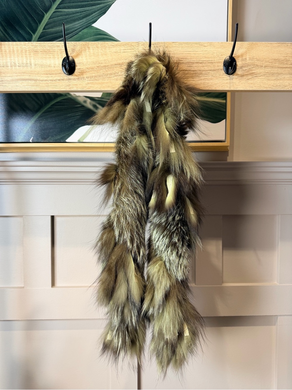 Braided Real fur neck warmer, luxury fur scarf,fur collar 47”